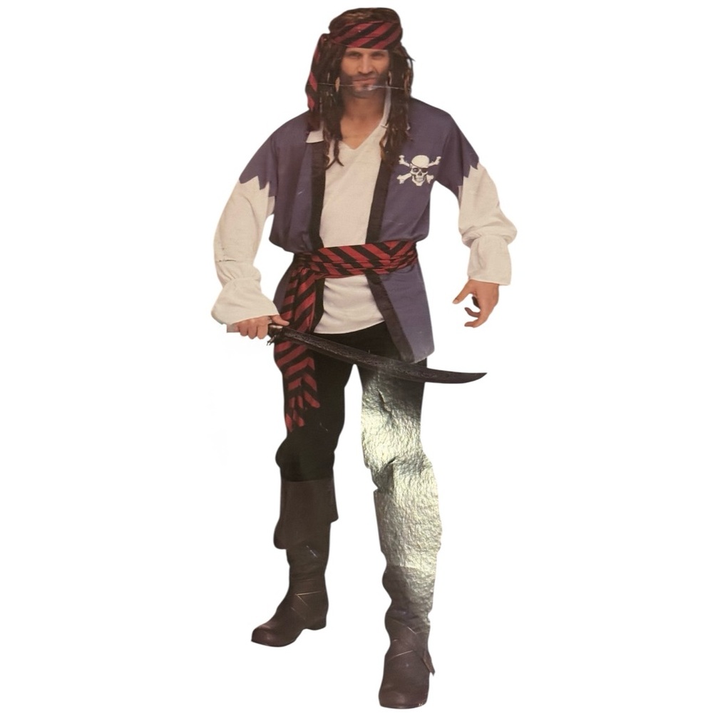 NWT Fun World Pirate Grey Beard Costume Teens/Men OSFM Halloween Jack Sparrow
